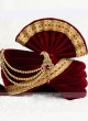 Maroon Color Velvet Turban For Marriage